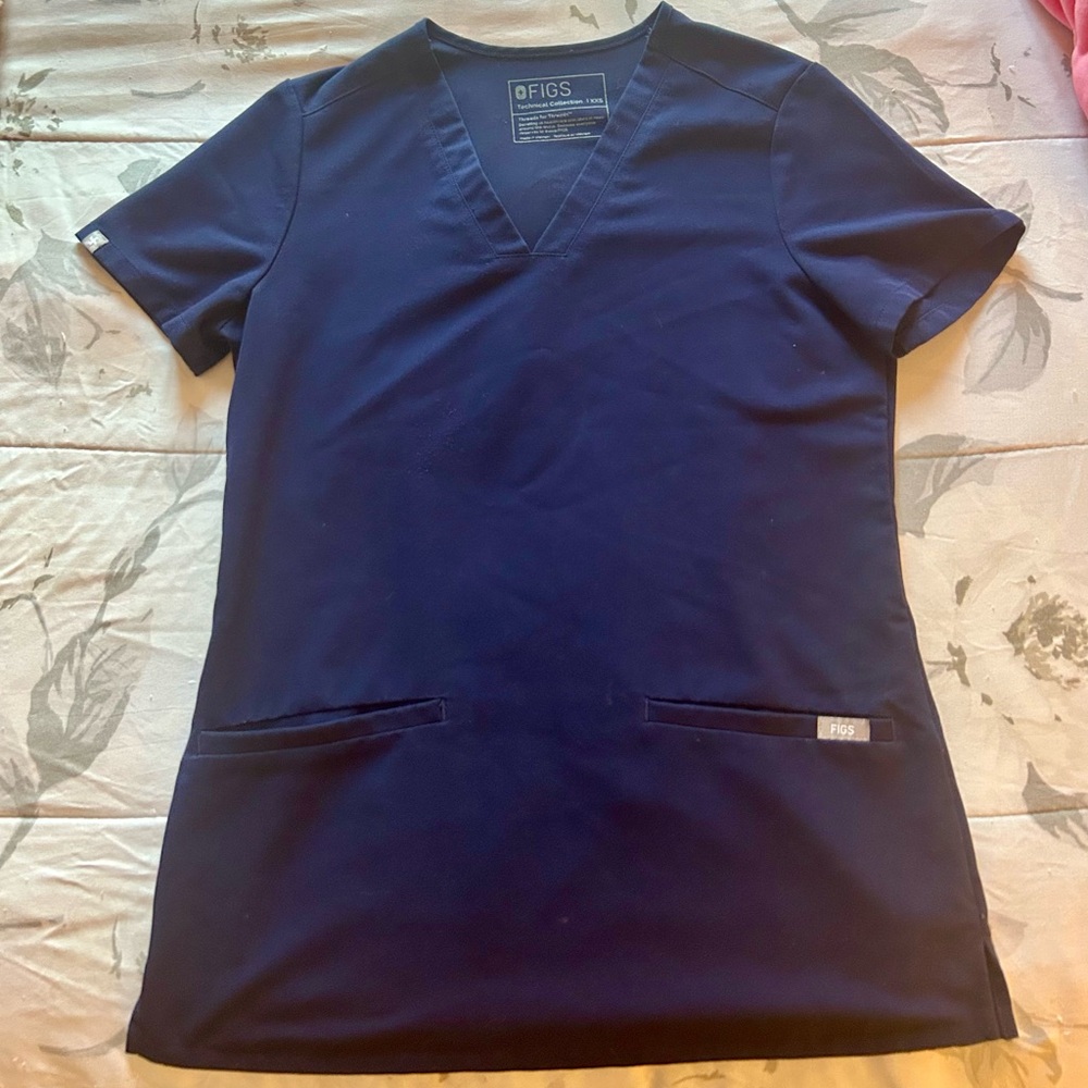 FIGS Women's Navy Blue Scrub Top